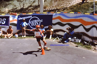 Rounding the cones at a contest trying to take home the trophy.