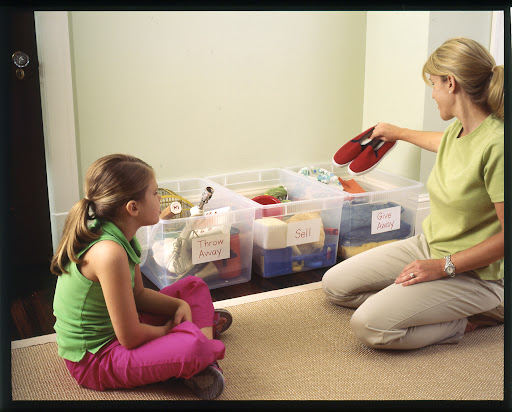 Take an inventory of what you have and sort out items you no longer need. Set up bins and label them to sort belongings. Make it a project for the entire family. Take an inventory of what you have and sort out items you no longer need. Set up bins and label them to sort belongings. Make it a project for the entire family.