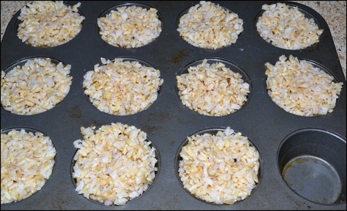 rice in muffin tin