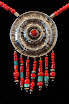 Hammered Disc w/Coral and Whiteheart Beads.....Sold
