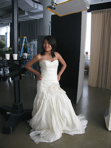 Our art intern, Huong, models a dress.