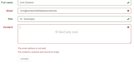 validation textarea form