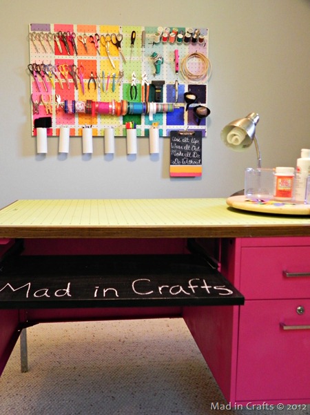 work table and pegboard