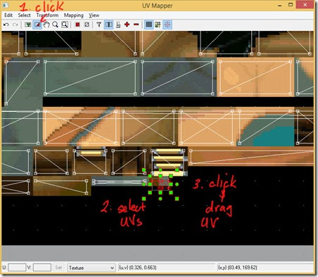 Click and drag selected UV triangles Click and drag selected UV triangles