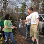 Handing out seedlings