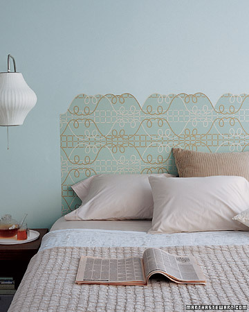 A wallpaper headboard is a more affordable and less bulky option for beds. (marthastewart.com) A wallpaper headboard is a more affordable and less bulky option for beds. (marthastewart.com)