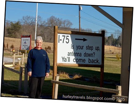 Nancy as we're ready to get down the road RVing, Jan 2004.