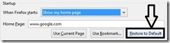 restore to default in firefox