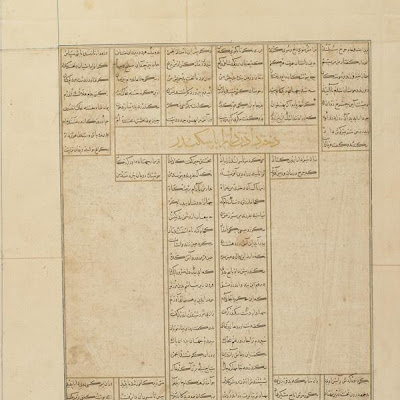 Folio from a Shahnama (Book of Kings) by Firdawsi (d.1020); recto: text ; verso: text | Origin: Tabriz, Iran | Period: circa 1330-1340 Il-Khanid period | Details: Not Available | Type: Ink on paper | Size: H: 40.4 W: 29.2 cm | Museum Code: F1930.79 | Photograph and description taken from Freer and the Sackler (Smithsonian) Museums. 55d613e772824b0a942bc36ad5931aad.jpg