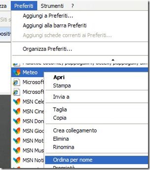 Internet Explorer mettere segnalibri in ordine alfabetico