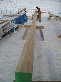 Michael Cuba cuts step laps in a forty foot long plate.