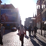 Walking to the main square in Wroclaw.  It was really sunny out.