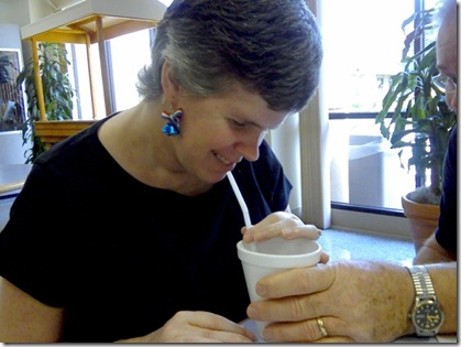 drinking thru straw