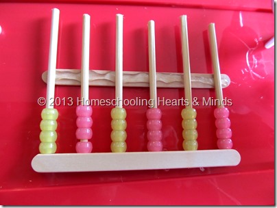 step 8 for making your own abacus @Homeschooling Hearts & Minds