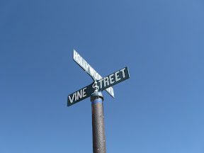 Th famous Hollywood and Vine street sign.