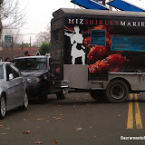 Miz shirley marie's cuisine on wheels foodie truck was unattended and locked at a mechanic workshop on Broadway and 22nd St. The unattended truck rolled out the back driveway, across Yale Ave and stopped when it crashed into the left front quarterpanel of a parked silver vehicle. Jabin Toman, driver of the silver vehicle, stated he knew nothing of the mishap until he came out of the baber shop around the cornere and saw the truck blockibng the entire street and crashed into his vehicle. According to Toman, it took thirty minutes to get the responsible person to show up at the scene to move the truck. News_121211_FoodieTruckCrunch
