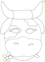 Máscara de vaca para imprimir, para colorear o color