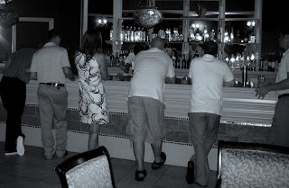 Kate at the bar while we get ready to be part of the audience of Sandal's newly wed game show.