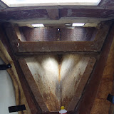 All cut and sanded down to the fiberglass tabbing. We have nice access now to work inside.