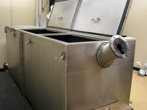 The shooting tank in the firearms lab helps investigators recover ballistics evidence for comparison. (Photo credit: Jeremy Shreckhise)