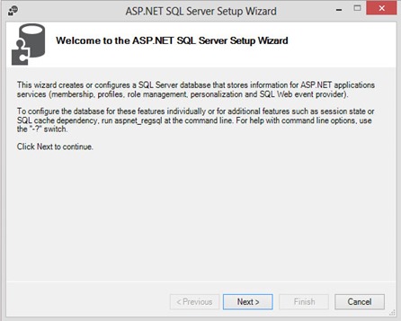 ASP.NET SQL SERVER Setup wizard 1