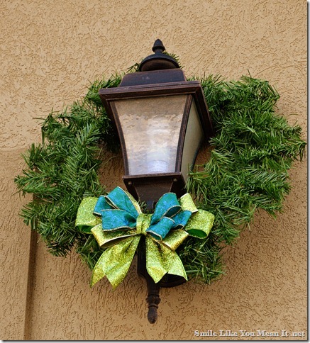 Wreaths around Garage Lights Wreaths around Garage Lights