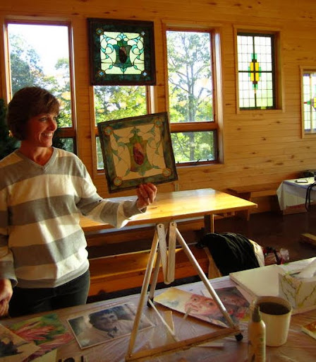 Dining room at Maplelag not only a great place to paint but also providng inspirtation