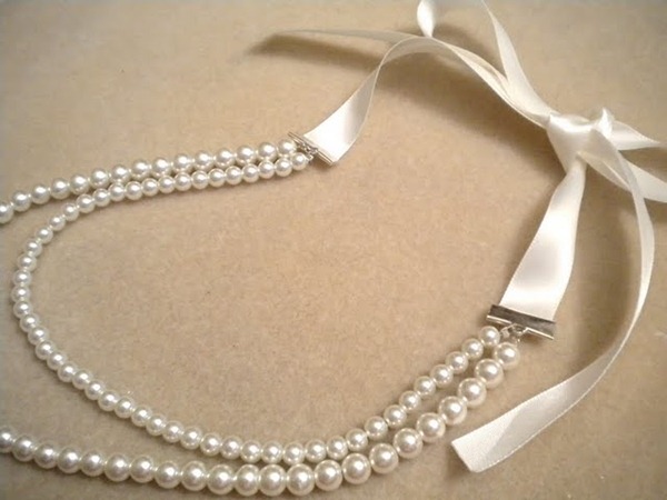 ribbon pearl necklace tutorial