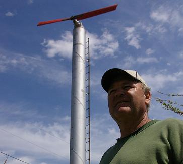 Wind friction helps prevent frost from settling on the peach blossoms. If there's no wind, Lais creates his own with this wind machine. Over the course of the night, the propellor will generate a 2 mph wind which circulates across the 10 acre block of peach trees.