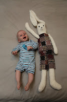 My monthly showdown with Raggy Rabbit. He's still taller