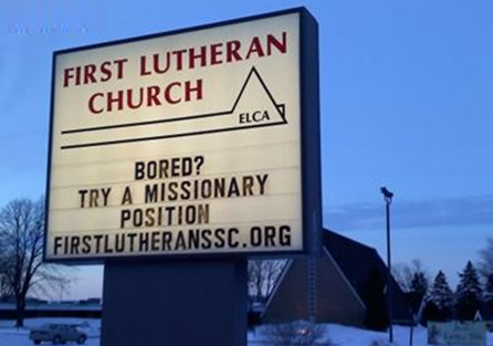 c0 Funny church sign: Bored? Try a missionary position.