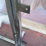 welded and assembled frames. steel tabs with bolt holes were welded on to mount solid plywood panels that will have a custom logo routed into it. 2011-07-18 17.50.34.jpg