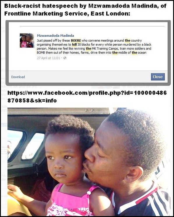BLACK RACIST HATESPEECH Worker Frontline Marketing Services East London 27 April 1101am facebook
