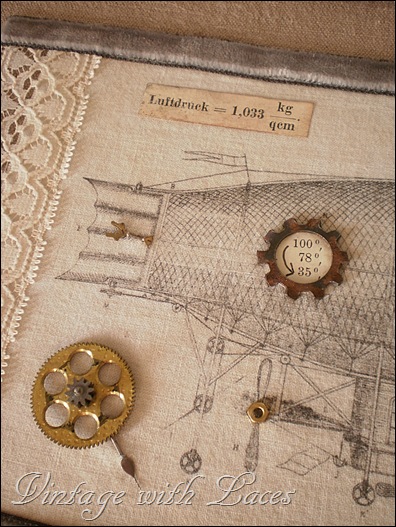 Steampunk Fish Collage Detail - Vintage with Laces
