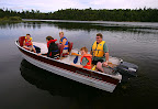 A family enjoying a day of boating on White Lake