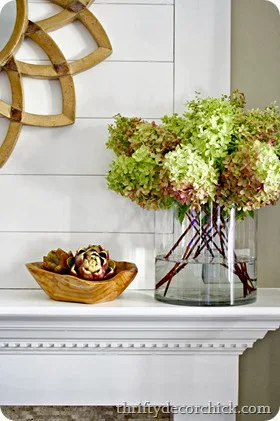 Hydrangea fall mantel