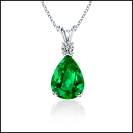 Pear Emerald and Diamond V-Bale Pendant