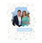 Upload a photo and add a frilly border for an engagement announcement.