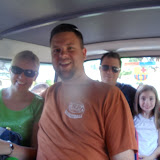 In the mini-bus (we don't all fit in a regular taxi!)