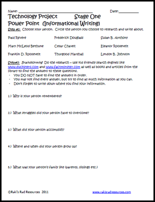 Amazing Americans Technology Project - a perfect opportunity to allow students to present information to their peers. from Raki's Rad Resources Amazing Americans Technology Project - a perfect opportunity to allow students to present information to their peers. from Raki's Rad Resources