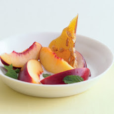 Nectarines with Ricotta-Vanilla Cream and Pine-Nut Brittle