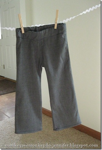 handmade gray children's dress pants with elastic waist