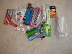 Trail snacks/lunch. I like these combinations, plus my emergency toe warmers. Toilet paper.