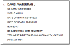 Waterman Davis Nat., Grave Locator Waterman Davis Nat., Grave Locator