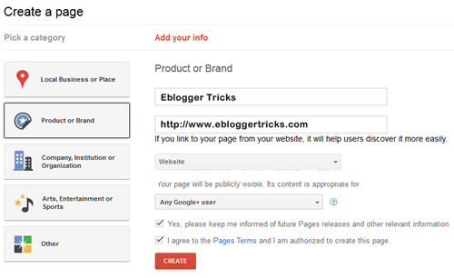 google plus page for blogger 02b pick-a-category