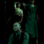 The Water Engine: An American Fable, by David Mamet. Directed by Brian Golden. October 28 - December 19. (l to r) Dan McArdle, Cassy Sanders, Jess Thigpen. Photo Credit: Amanda Clifford