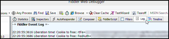 Fiddler log Fiddler log