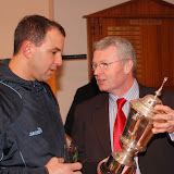 Admiring the trophy. Nick Brujos with Padraig Hackett