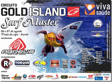 cartaz da 1ª etapa circuito gold island surf master 2011,pela