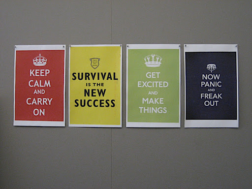 These are some posters that I had my assistant put up for me. They're based on some vintage posters. I think they're great.